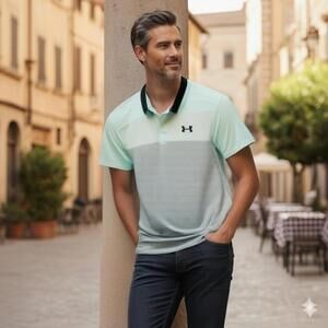 Under Armour Loose Fit Men Mint/Gray Polo Shirt XXL (AT-04)